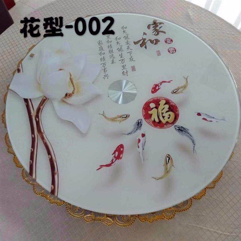 钢化玻璃家用转盘玻璃圆桌面旋转圆桌饭店转桌印花钢化玻璃桌面