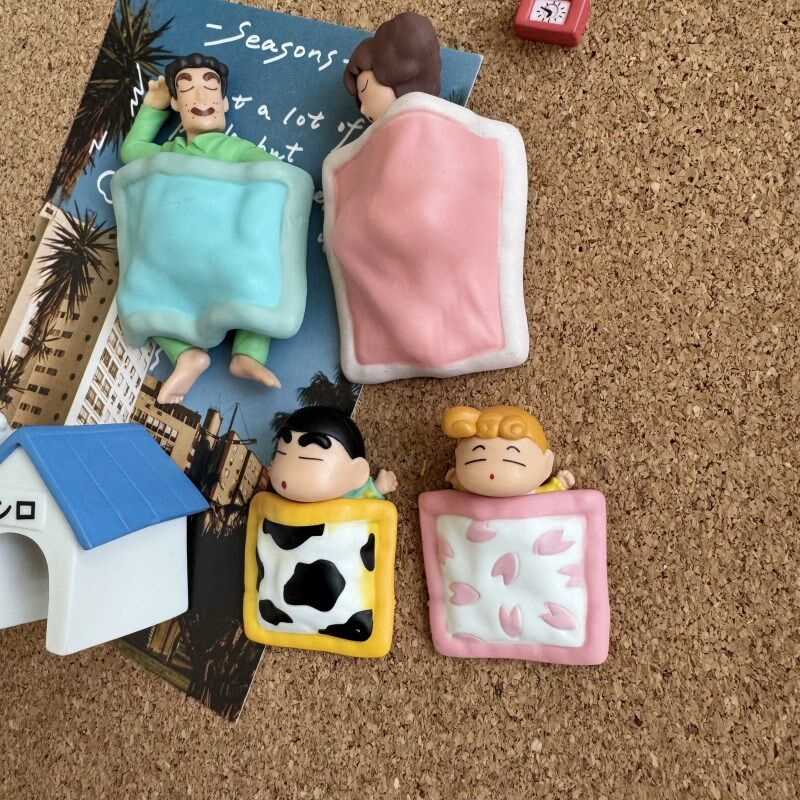 创意蜡笔小新图钉睡眠一家人软木钉按钉毛毡留言绘画钉办公文具