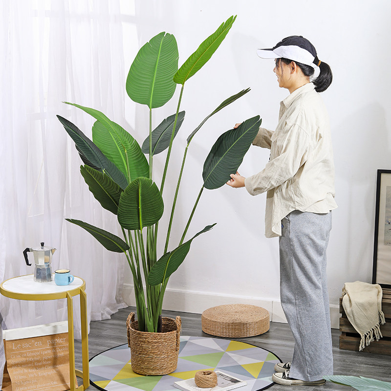 大型北欧仿真植物落地旅人蕉盆景发财树室内装饰绿植假盆栽树摆件