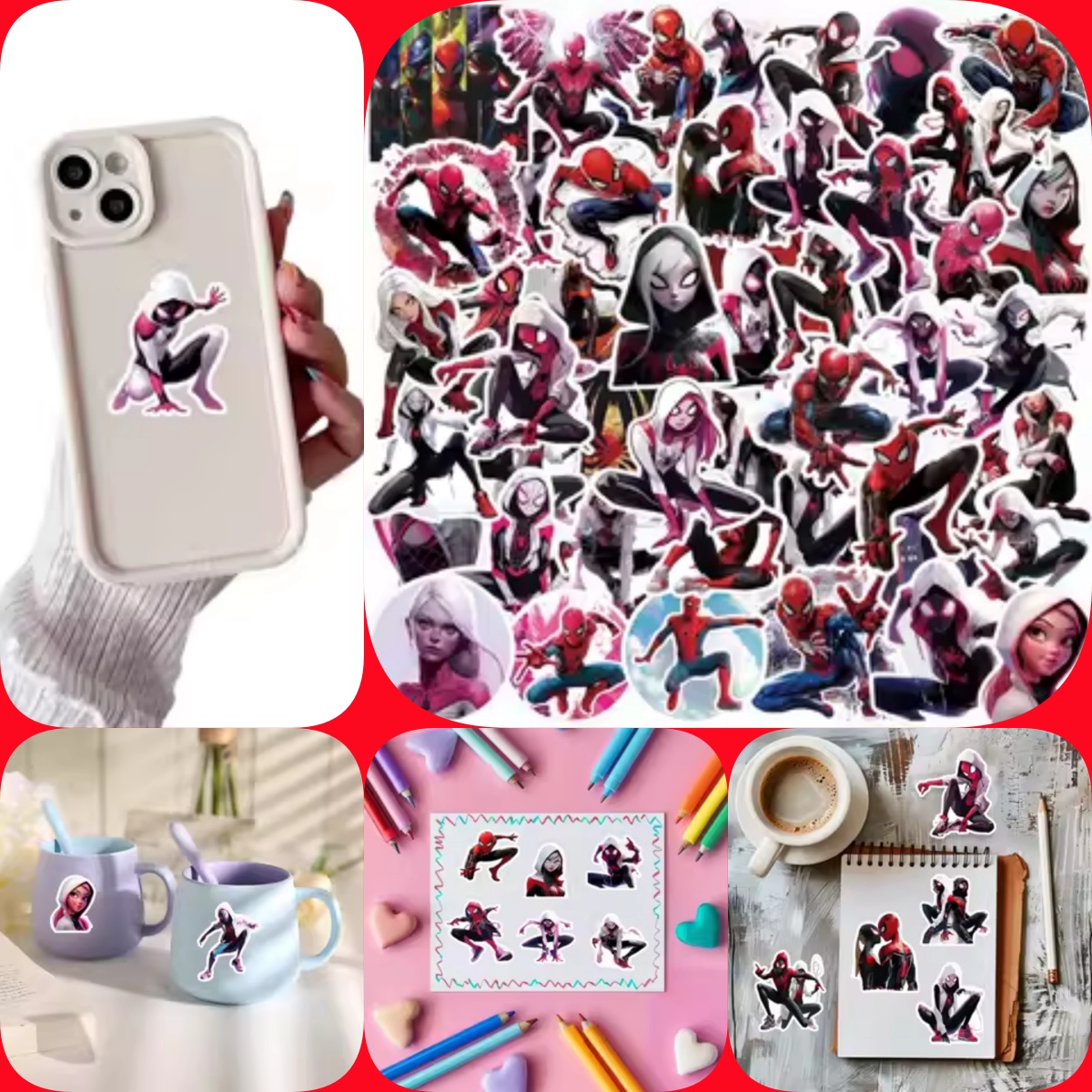 50张新款蜘蛛侠格温贴纸装饰创意