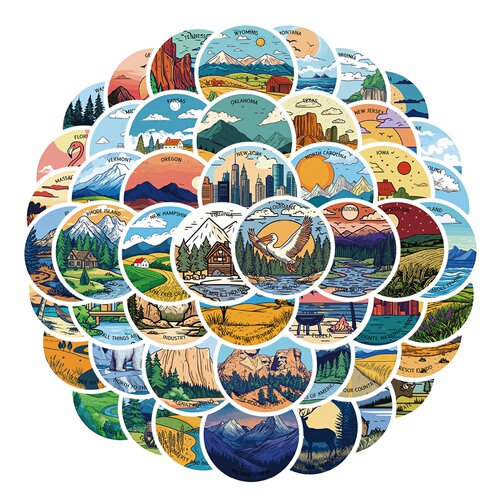 50张大陆风景美学防水装饰贴纸