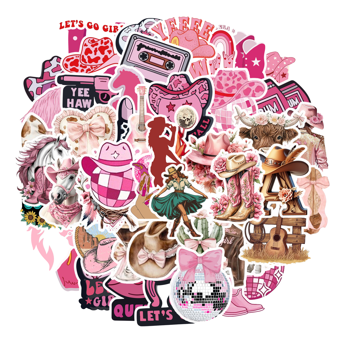 50张粉色系牛仔女孩甜酷风贴纸