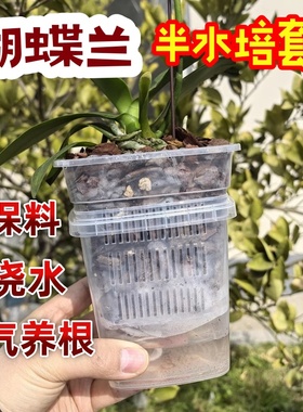 蝴蝶兰套盆透气养根控根半水培免浇水方花盆内外桶搭配套装定植篮