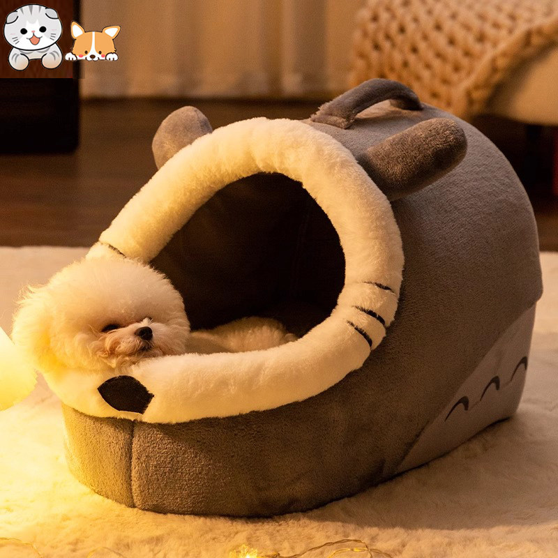 秋冬保暖半封闭狗窝恒温加热宠物电热毯安全感猫窝小型犬比熊狗屋