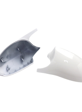 适用宝马老款1系3系E81E87E90E92后视镜罩白色牛角款倒车镜壳