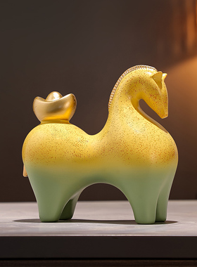 马上有钱摆件招财客厅酒柜轻奢高档办公室玄关装饰品乔迁开业礼物