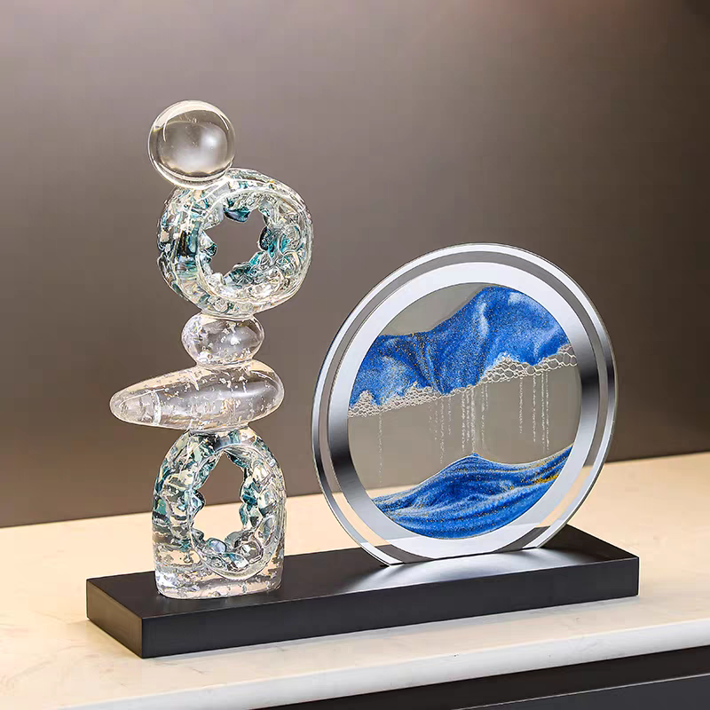 时来运转流沙画摆件客厅装饰品