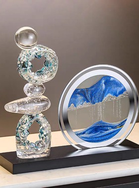 时来运转流沙画摆件客厅装饰品