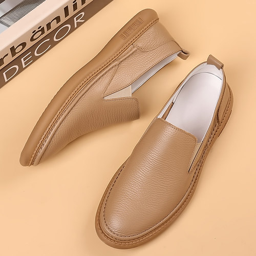 男士休闲鞋头层牛皮软底驾车皮鞋