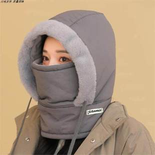 雷锋帽男冬户外骑行电动车防寒挡风棉帽子东北加绒厚滑雪面罩女款