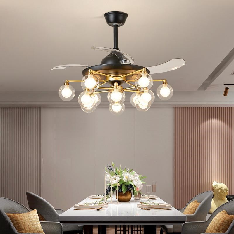 吊扇灯北欧餐厅吊灯时尚隐形扇灯