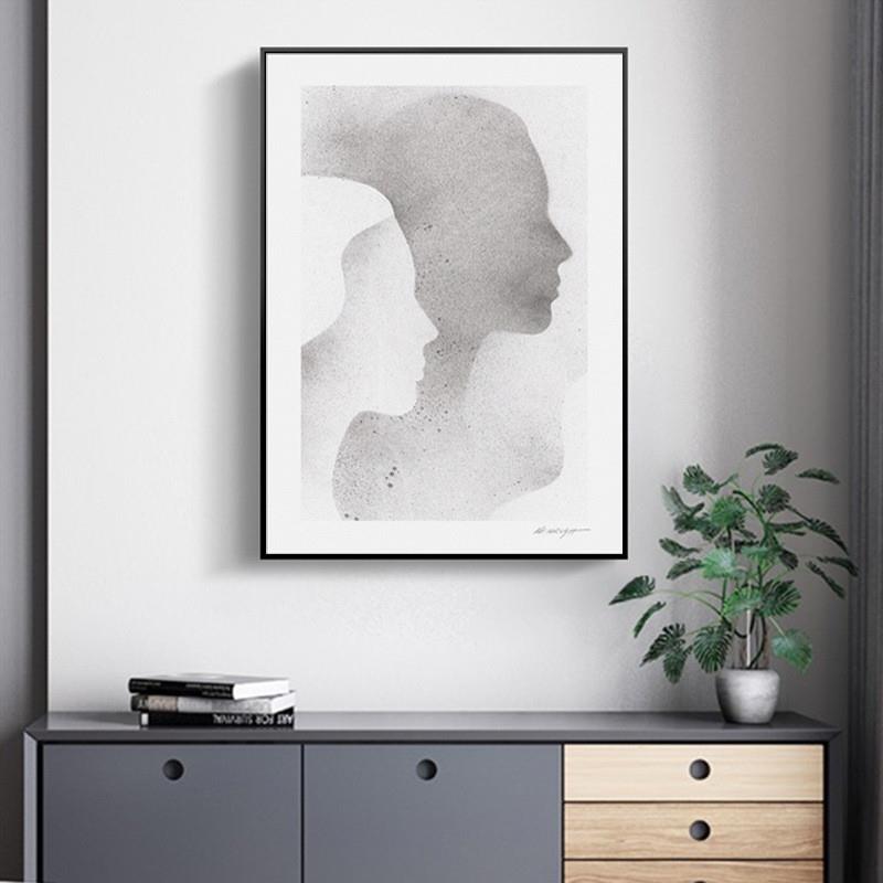 北欧极简工业风黑白灰装饰画人物艺术挂画玄关走廊过道壁画床头画图片