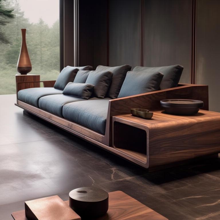 新式黑储胡桃直排沙发中中古风沙发客厅物木家用简BWT约轻奢布艺