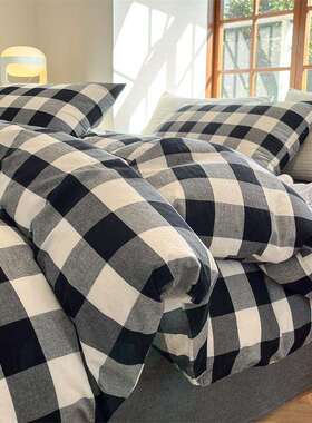 纯棉0色织水洗棉全棉被套单件150x2HCC0单0床单人被罩x20230男被