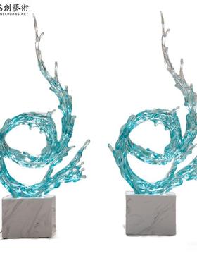 家直销透厂堂明树脂浪花雕塑摆件酒店大44516玄板关样房软装家居