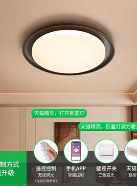 大2园卧室吸顶灯法式中古025年新款极简古65239胡观桃木色房间灯L