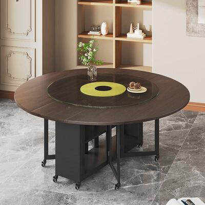 升级折家叠餐桌折折叠桌多功能吃饭圆桌款WSB客厅折叠大圆桌用叠