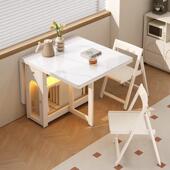 奶方油实木套折叠餐桌椅组合一整收纳家用长移动形小户型pxx7T5TT