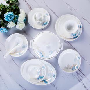 景套镇陶德瓷Z1204餐具装中式约简碗碟套装骨瓷碗筷碗盘家用陶瓷