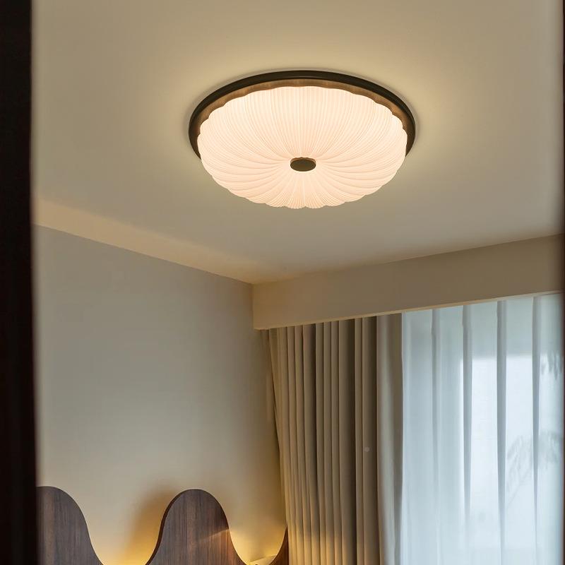 中古复古卧室灯吸灯护眼胡桃木圆式57331形美式新中主卧灯书顶房