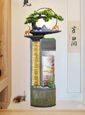 现代简约家居客饰厅装鱼缸流水摆件公司景办公观水室DIJ景喷泉加