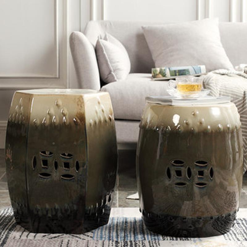 手工窑变凳新中式陶瓷凳圆青花瓷古筝凳坐墩瓷JES子琴鼓凳凳仿古