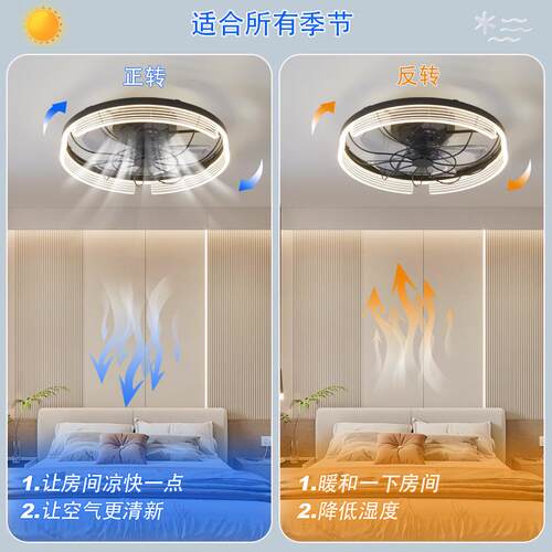 中山灯厅具新室Ul认证亚马逊卧室风扇灯F2203+网现代简约卧吸顶灯