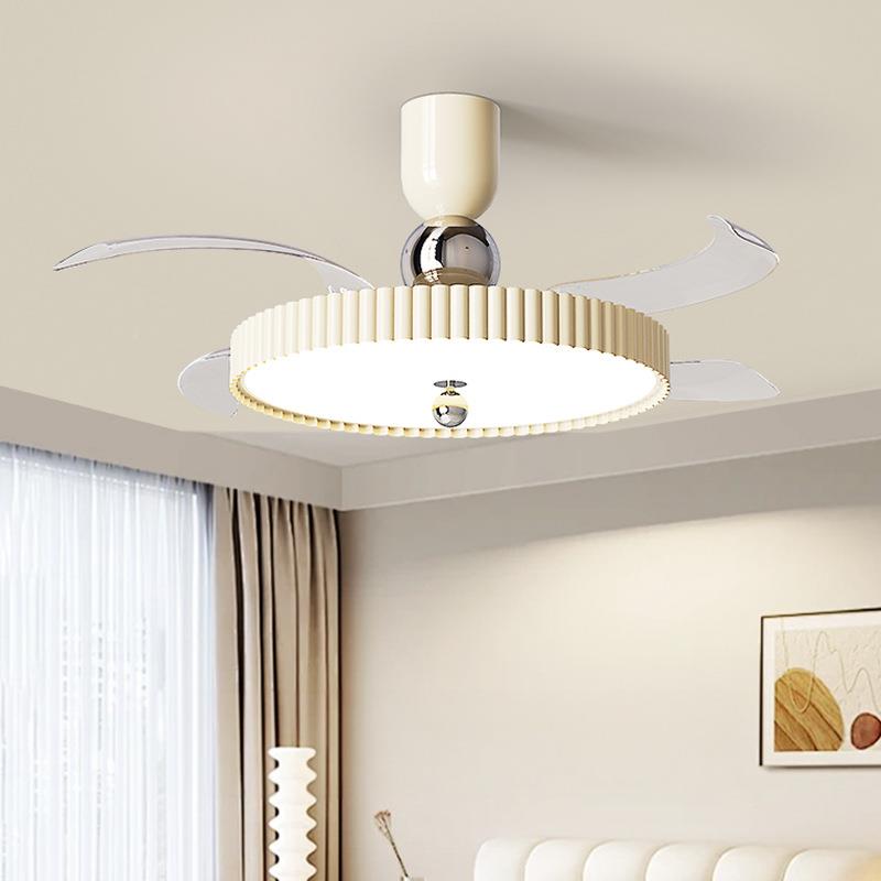 奶油风隐形风扇灯静音吊扇灯餐厅吊灯2205165年新代简约款卧室现