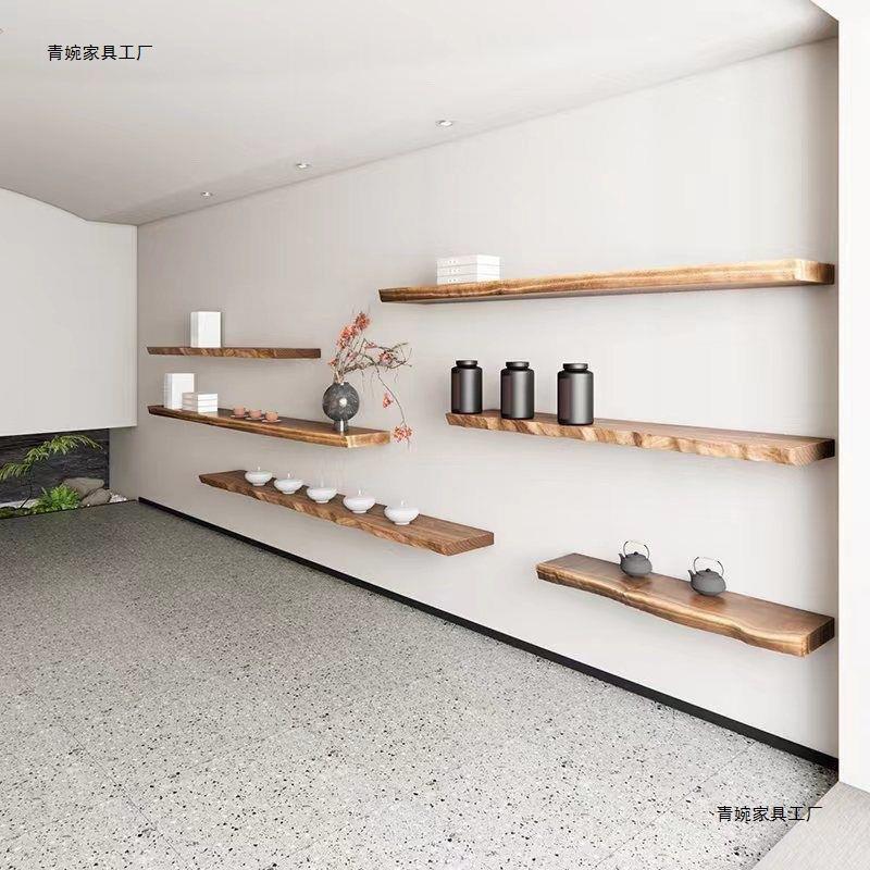 墙置物架实木一字示隔板挂墙隔板书装饰板不规YRD架则展架上墙上