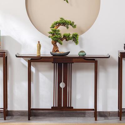 胡桃款木新中式木关桌窄入门玄关台复古条案几轻玄UKD奢实门厅玄