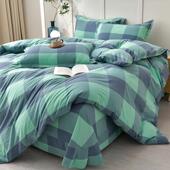 格子纯棉0全棉四件四件套10全棉生宿1舍单学人.5米床单被套三件套