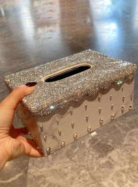 轻精餐奢高颜值巾盒家用纸客厅桌高档镶钻抽纸盒桌面创意ZQL致摆