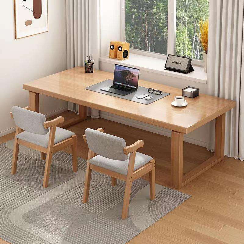 实木FJN大长书工桌比恩学习桌莫客厅大板简作台现代约家用办公电