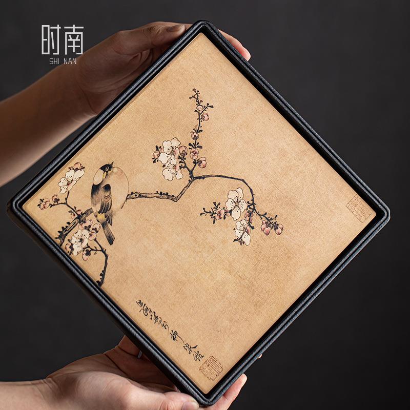 国风吸水壶承创小意速干【梅雨蝴承干泡台家用小型盘托复古圆形方