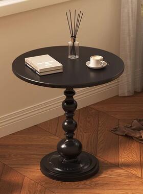 小圆桌沙发边几置轻奢移动茶几黑色复古床ODA角创意几边桌头物架