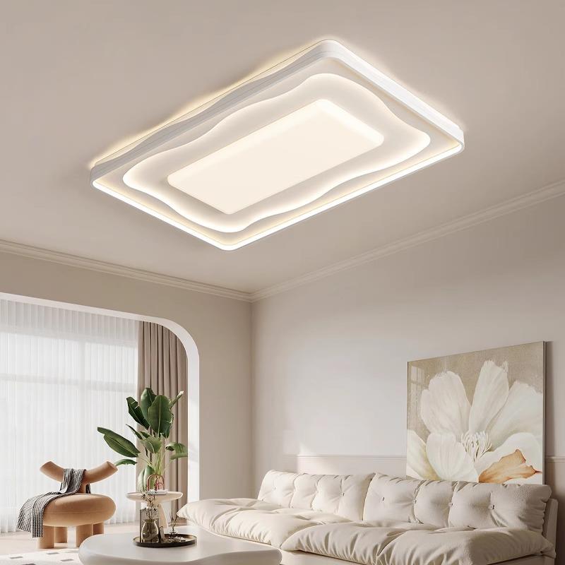 全949光餐谱护现眼客厅灯代约奶油风吸顶灯套个性波浪卧简室房间