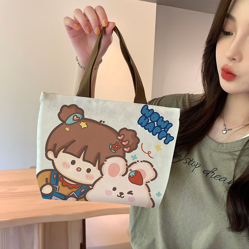 日杂小拎包帆布包女卡通帆布