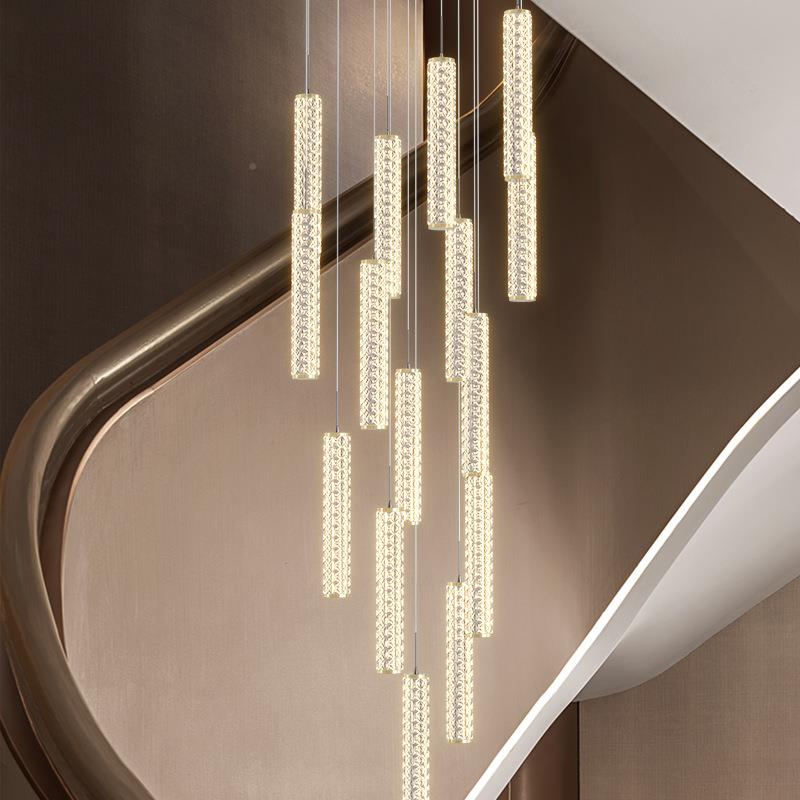 旋楼梯吊灯客创厅灯复式别墅转长吊顶L353ED现代简约楼中楼意线灯