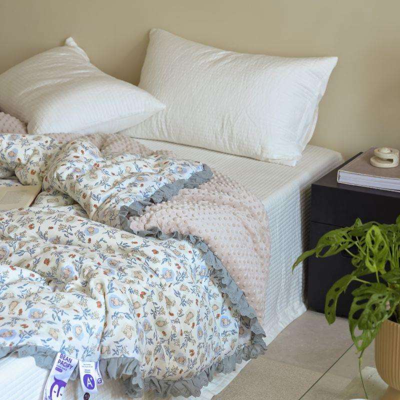 韩芯式小碎花荷叶全棉双层边LYX20240纱安抚豆豆被双人可机洗加暖