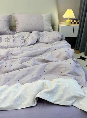 法式花边款纯棉全双944层四件套母婴类棉套件纱印花公主风床上A用