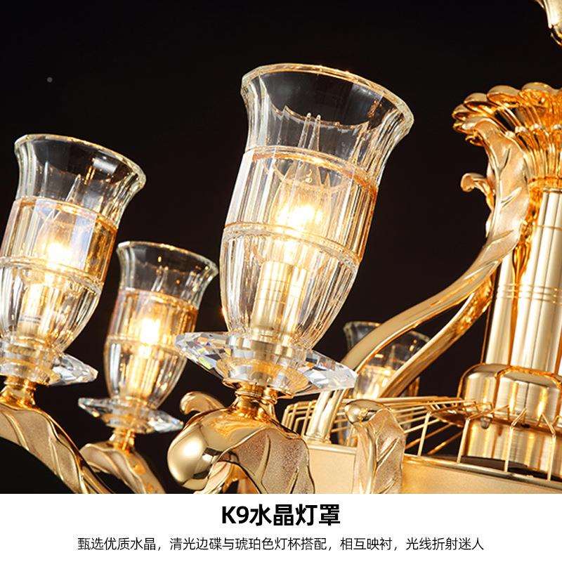 水欧式轻奢风扇灯家用客厅灯餐厅卧书房灯晶具高档静224室音隐形