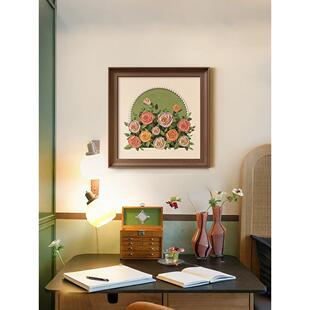 玫瑰花卉法式 饰画复古艺术房间墙壁挂画客厅壁画 奶油风卧室床头装