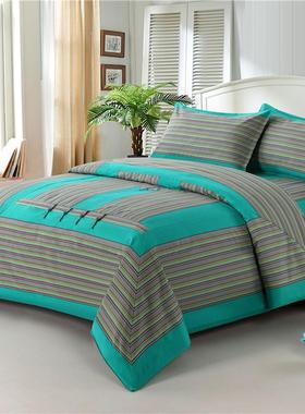 2精纺4老粗布四件套棉加厚床纯支单被罩件套不t56896起球不褪色