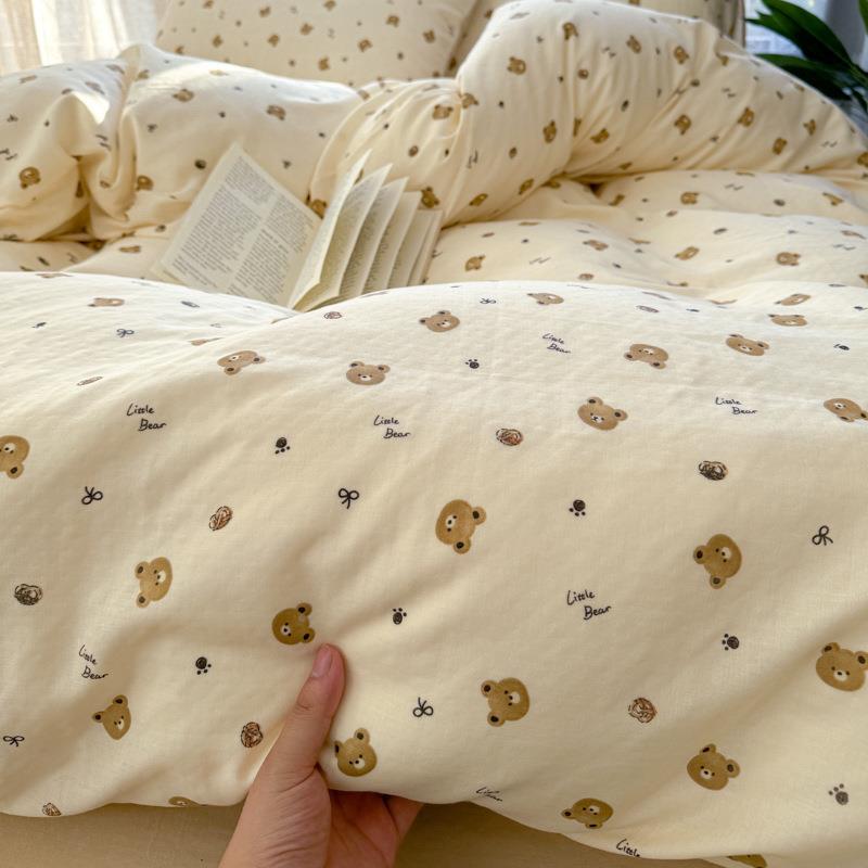 小母清新卡通棉纯双层纱四件套全棉a类婴床上用品三件套南通HTJ-2