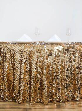 日派对yq221109装节饰大亮片圆布婚庆宴酒会店桌亮片绣花桌布