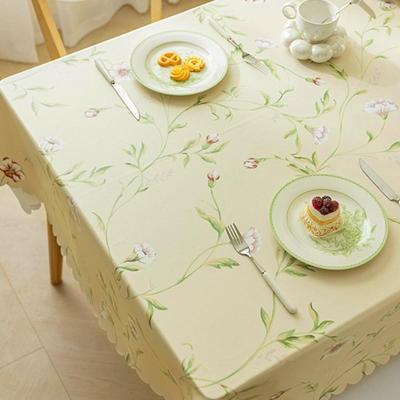 小茶新花卉田桌布475防水防油免洗棉麻布艺长清方形餐桌布几园布