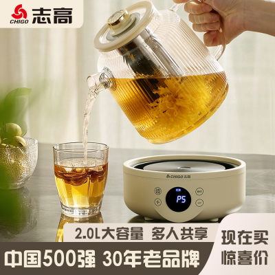 志高2L升大容量家用养生壶纯玻璃办公室小型炖煮一体花茶壶烧水壶