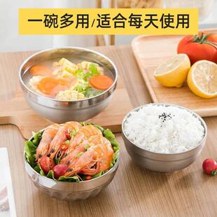 钢不锈钢碗家用食堂33626防烫碗双儿童层隔热碗不锈汤饭碗面碗汤