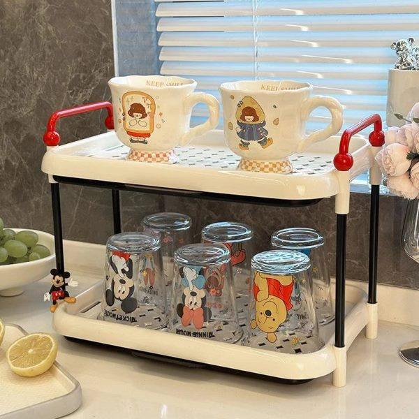 杯子收纳置物架桌面水杯收纳架餐边柜茶杯沥水架奶油风厨房杯架子,收纳整理,阳台置物架,淘宝优惠券,粉丝福利购,淘宝优惠卷