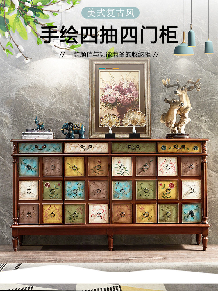 至高美式鞋柜1.8米大容量可调节隔板胡桃色复古彩绘玄关柜子批发,鲜花速递/花卉仿真/绿植园艺,其它园艺用品,淘宝优惠券,粉丝福利购,淘宝优惠卷